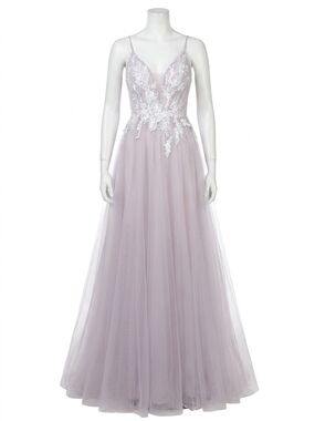 NEW CLARISSE a-line v-neck maxi dress in mauve/nude